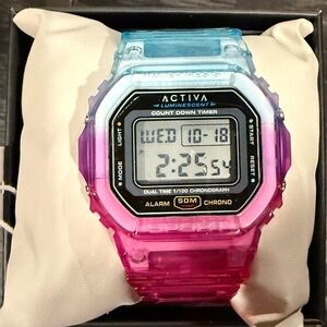 Activa Digital Watch with Blue and Pink Gradient New in Box
